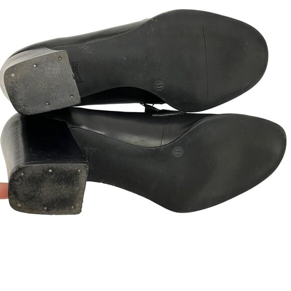 Franco Fortini Black Leather Heeled Loafer Slip on Shoes Office Career Womens 11 - Picture 8 of 10